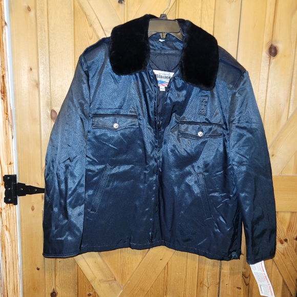 Vintage Blauer Sherpa Collar Police Uniform Jacket mens 48s